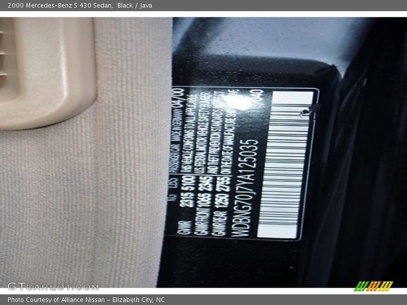 Black / Java 2000 Mercedes-Benz S 430 Sedan