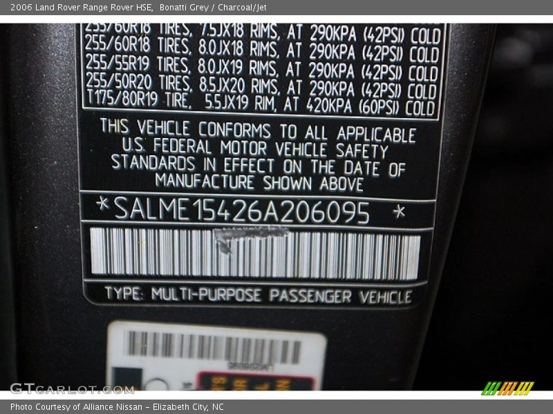 Bonatti Grey / Charcoal/Jet 2006 Land Rover Range Rover HSE