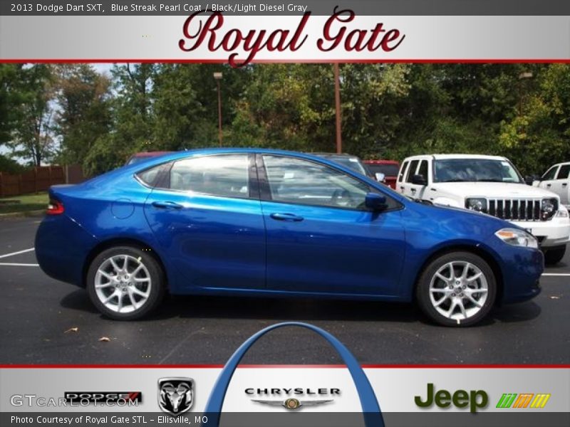 Blue Streak Pearl Coat / Black/Light Diesel Gray 2013 Dodge Dart SXT