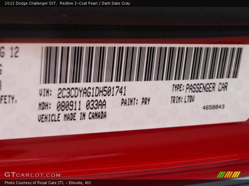 Redline 3-Coat Pearl / Dark Slate Gray 2013 Dodge Challenger SXT