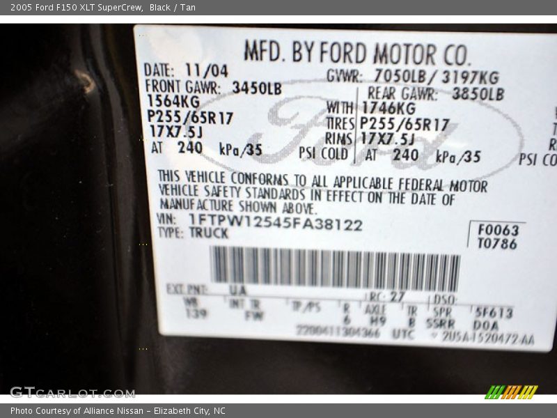 Black / Tan 2005 Ford F150 XLT SuperCrew