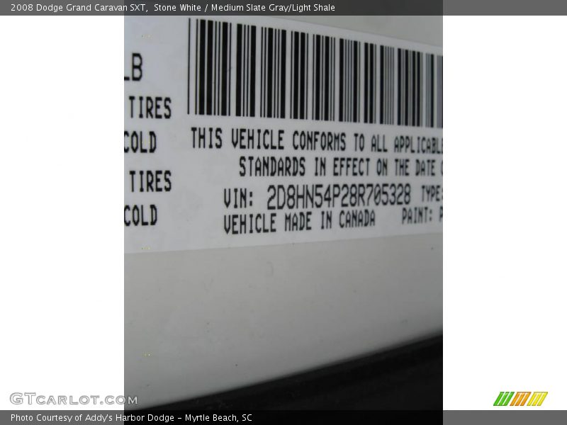 Stone White / Medium Slate Gray/Light Shale 2008 Dodge Grand Caravan SXT
