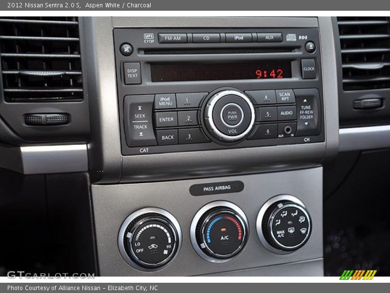 Aspen White / Charcoal 2012 Nissan Sentra 2.0 S