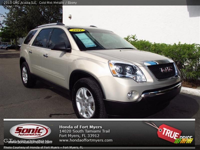 Gold Mist Metallic / Ebony 2011 GMC Acadia SLE