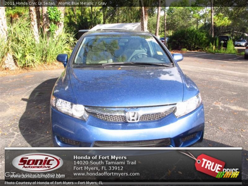 Atomic Blue Metallic / Gray 2011 Honda Civic LX Sedan