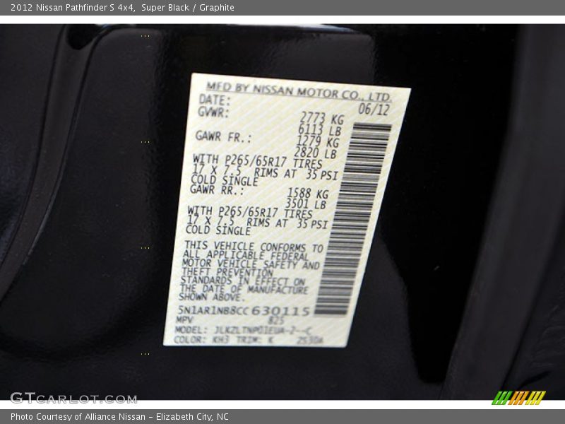 Super Black / Graphite 2012 Nissan Pathfinder S 4x4