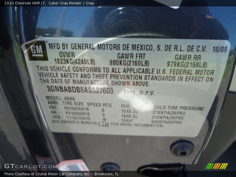 Cyber Gray Metallic / Gray 2010 Chevrolet HHR LT