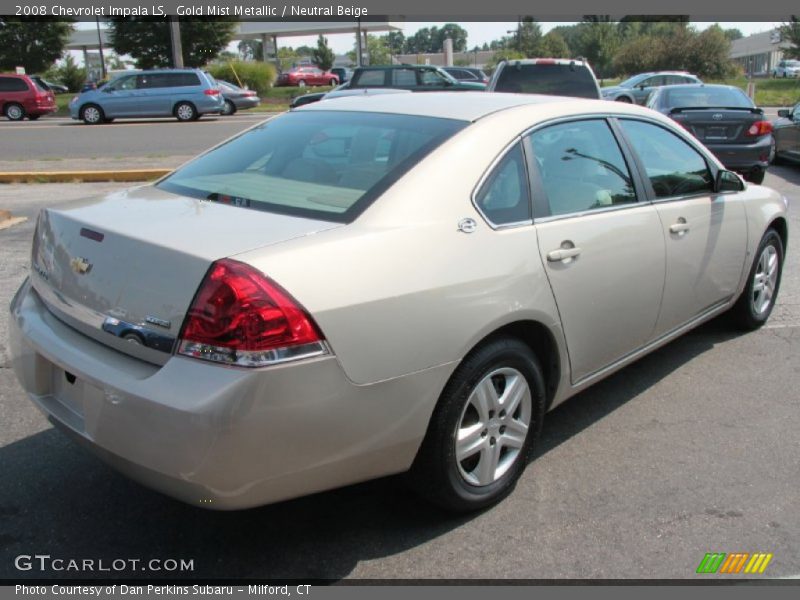 Gold Mist Metallic / Neutral Beige 2008 Chevrolet Impala LS