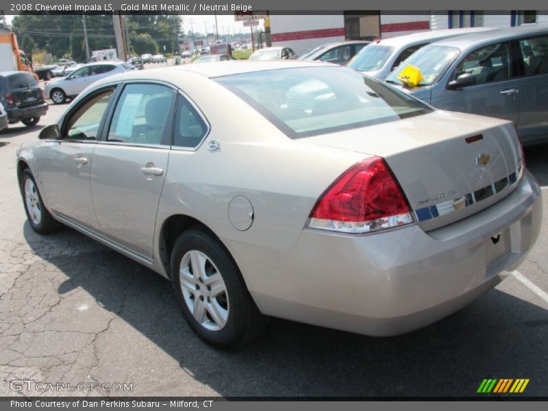 Gold Mist Metallic / Neutral Beige 2008 Chevrolet Impala LS