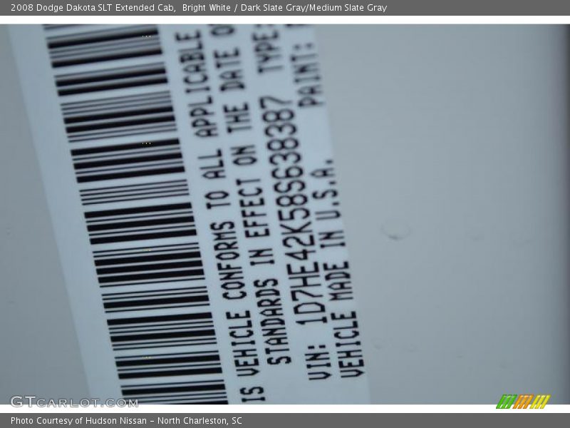 Bright White / Dark Slate Gray/Medium Slate Gray 2008 Dodge Dakota SLT Extended Cab