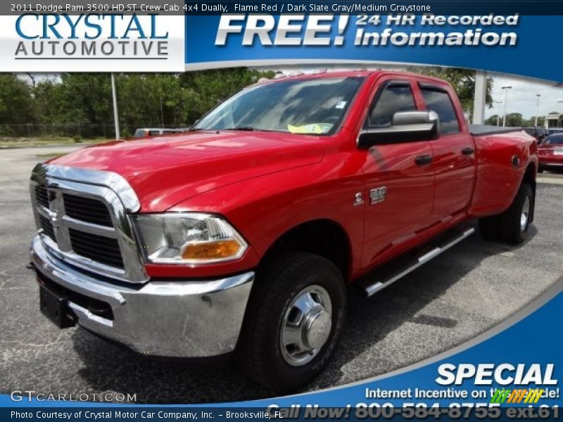 Flame Red / Dark Slate Gray/Medium Graystone 2011 Dodge Ram 3500 HD ST Crew Cab 4x4 Dually
