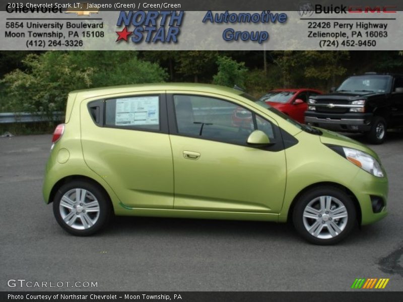 Jalapeno (Green) / Green/Green 2013 Chevrolet Spark LT