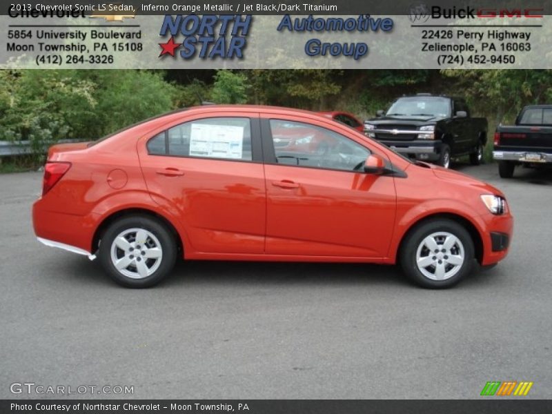 Inferno Orange Metallic / Jet Black/Dark Titanium 2013 Chevrolet Sonic LS Sedan