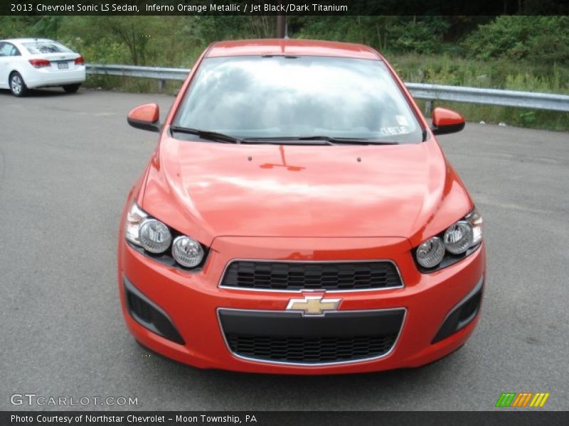 Inferno Orange Metallic / Jet Black/Dark Titanium 2013 Chevrolet Sonic LS Sedan