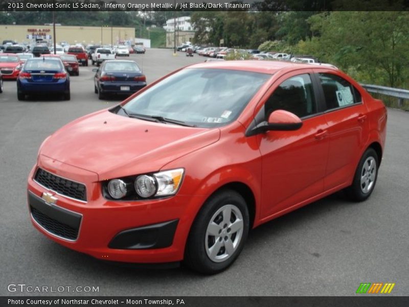 Inferno Orange Metallic / Jet Black/Dark Titanium 2013 Chevrolet Sonic LS Sedan