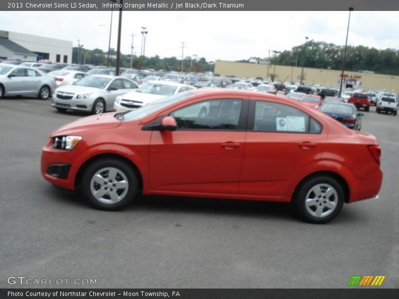 Inferno Orange Metallic / Jet Black/Dark Titanium 2013 Chevrolet Sonic LS Sedan