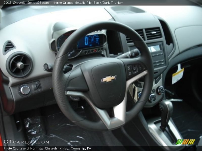 Inferno Orange Metallic / Jet Black/Dark Titanium 2013 Chevrolet Sonic LS Sedan