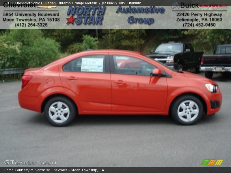 Inferno Orange Metallic / Jet Black/Dark Titanium 2013 Chevrolet Sonic LS Sedan