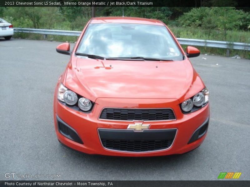 Inferno Orange Metallic / Jet Black/Dark Titanium 2013 Chevrolet Sonic LS Sedan