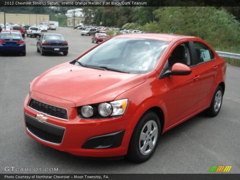 Inferno Orange Metallic / Jet Black/Dark Titanium 2013 Chevrolet Sonic LS Sedan