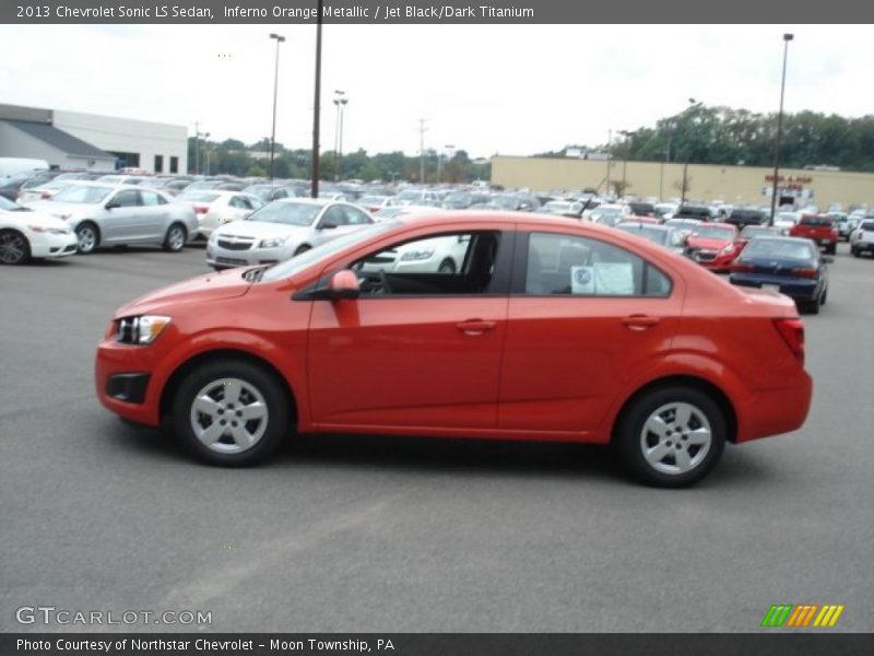 Inferno Orange Metallic / Jet Black/Dark Titanium 2013 Chevrolet Sonic LS Sedan