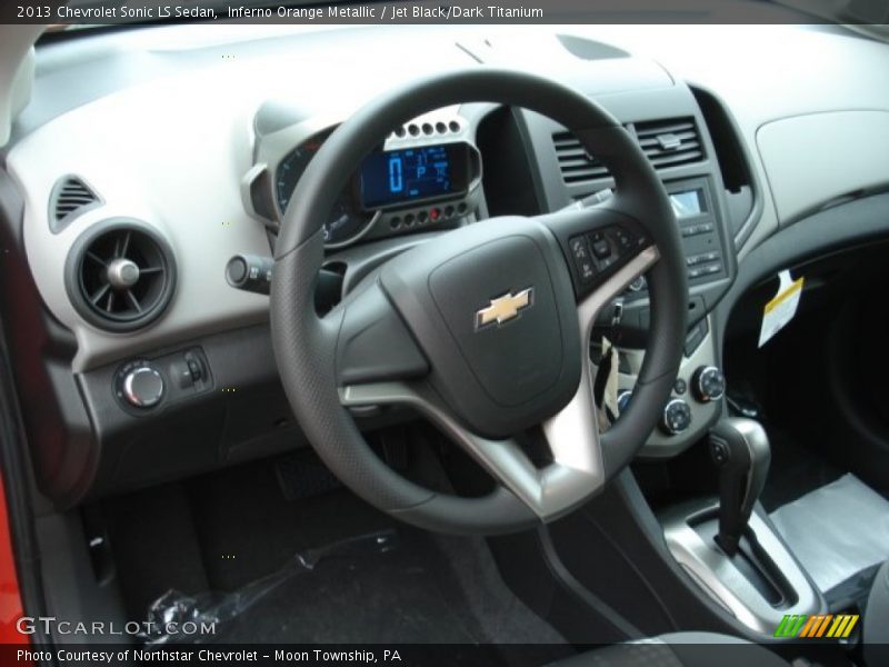 Inferno Orange Metallic / Jet Black/Dark Titanium 2013 Chevrolet Sonic LS Sedan