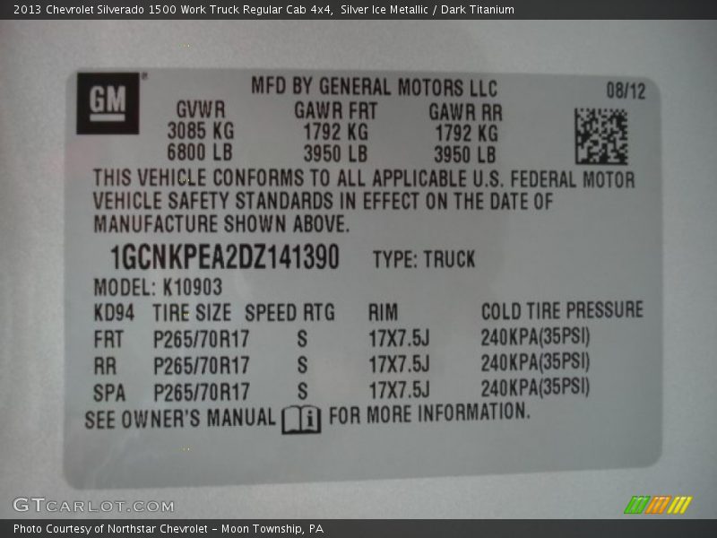 Silver Ice Metallic / Dark Titanium 2013 Chevrolet Silverado 1500 Work Truck Regular Cab 4x4