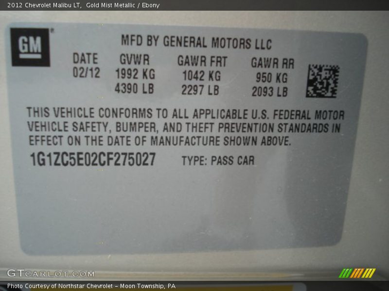 Gold Mist Metallic / Ebony 2012 Chevrolet Malibu LT