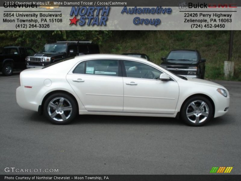 White Diamond Tricoat / Cocoa/Cashmere 2012 Chevrolet Malibu LT