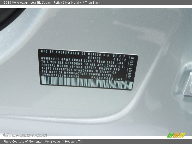 Reflex Silver Metallic / Titan Black 2013 Volkswagen Jetta SEL Sedan