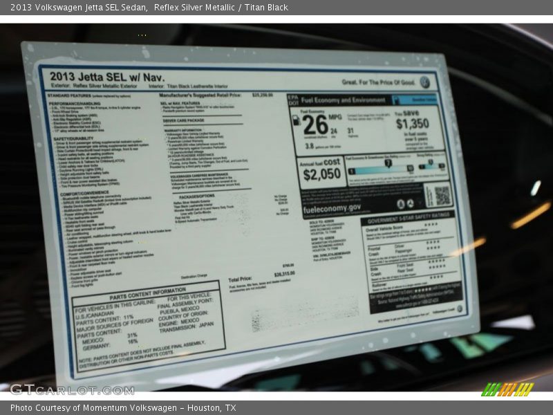 Reflex Silver Metallic / Titan Black 2013 Volkswagen Jetta SEL Sedan