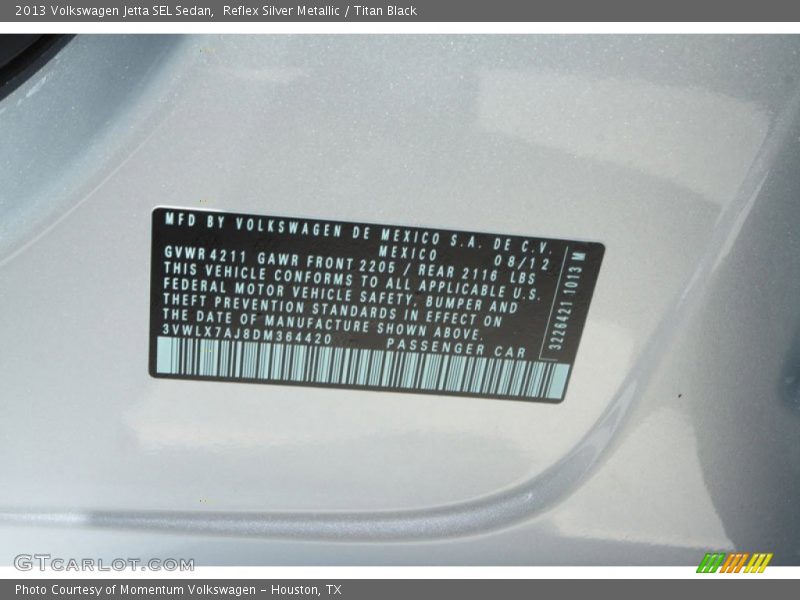 Reflex Silver Metallic / Titan Black 2013 Volkswagen Jetta SEL Sedan