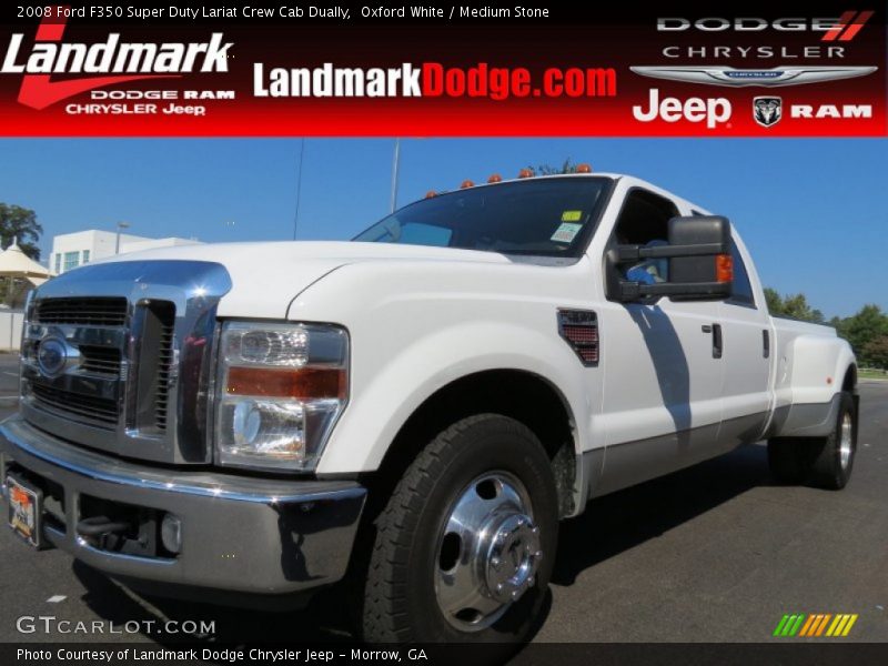 Oxford White / Medium Stone 2008 Ford F350 Super Duty Lariat Crew Cab Dually
