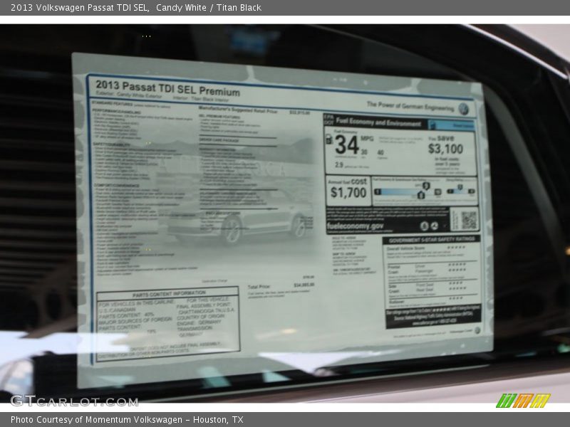 Candy White / Titan Black 2013 Volkswagen Passat TDI SEL