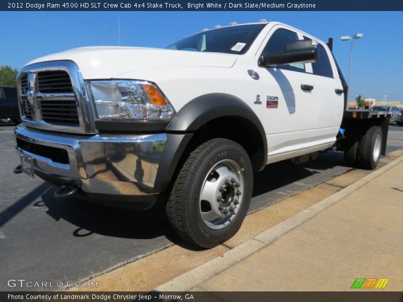 Bright White / Dark Slate/Medium Graystone 2012 Dodge Ram 4500 HD SLT Crew Cab 4x4 Stake Truck