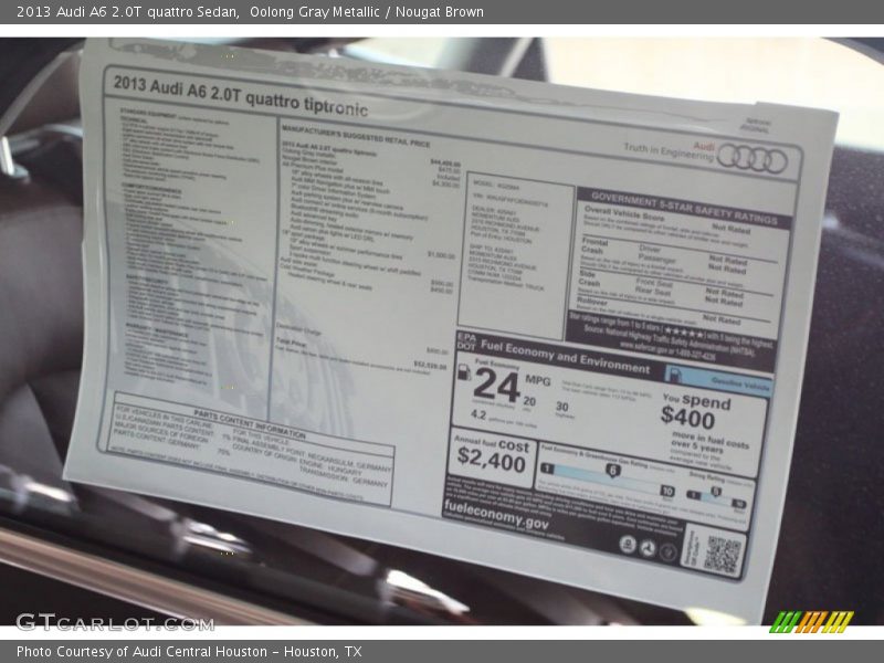  2013 A6 2.0T quattro Sedan Window Sticker