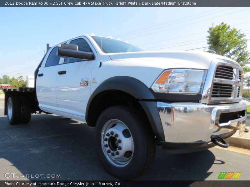 Bright White / Dark Slate/Medium Graystone 2012 Dodge Ram 4500 HD SLT Crew Cab 4x4 Stake Truck