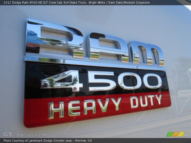 Bright White / Dark Slate/Medium Graystone 2012 Dodge Ram 4500 HD SLT Crew Cab 4x4 Stake Truck