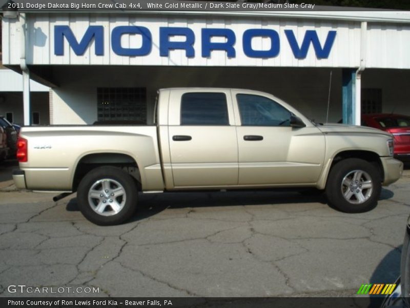 White Gold Metallic / Dark Slate Gray/Medium Slate Gray 2011 Dodge Dakota Big Horn Crew Cab 4x4
