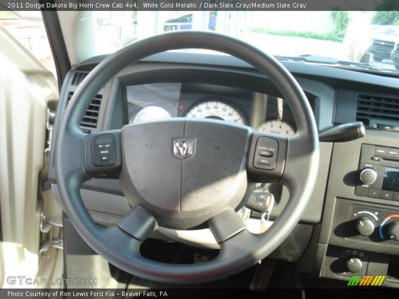 White Gold Metallic / Dark Slate Gray/Medium Slate Gray 2011 Dodge Dakota Big Horn Crew Cab 4x4