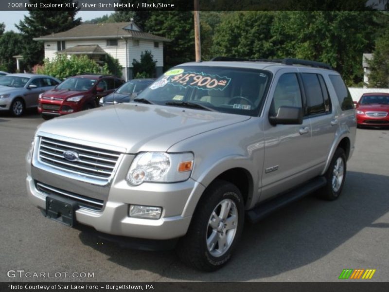 Silver Birch Metallic / Black/Stone 2008 Ford Explorer XLT