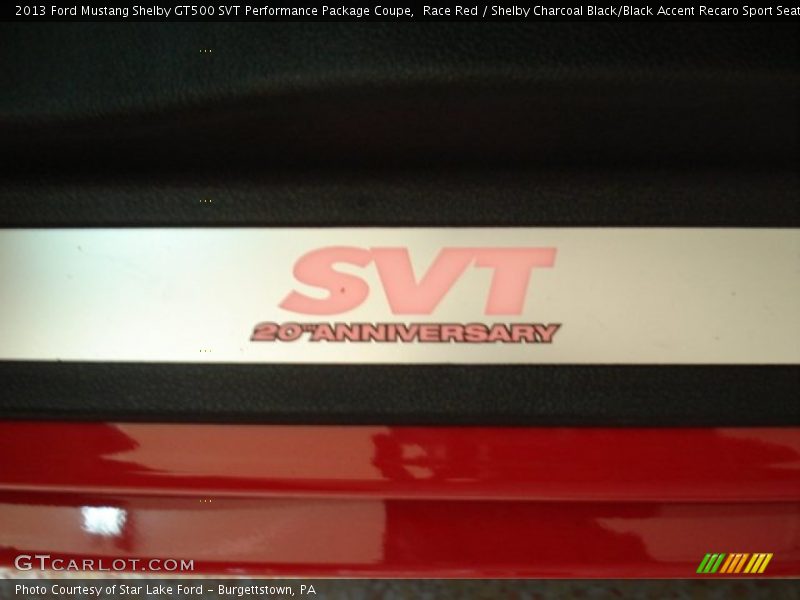 SVT 20th Anniversary doorsill - 2013 Ford Mustang Shelby GT500 SVT Performance Package Coupe