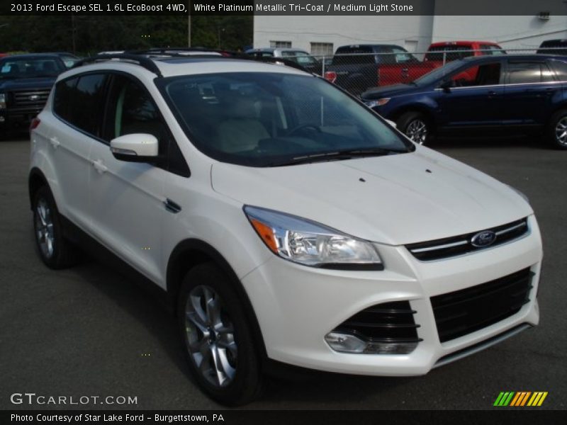 White Platinum Metallic Tri-Coat / Medium Light Stone 2013 Ford Escape SEL 1.6L EcoBoost 4WD