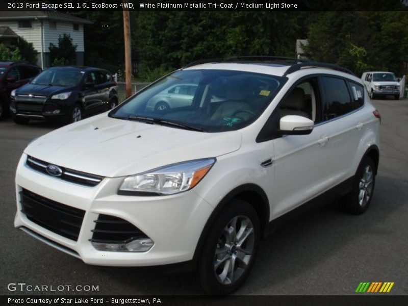 White Platinum Metallic Tri-Coat / Medium Light Stone 2013 Ford Escape SEL 1.6L EcoBoost 4WD