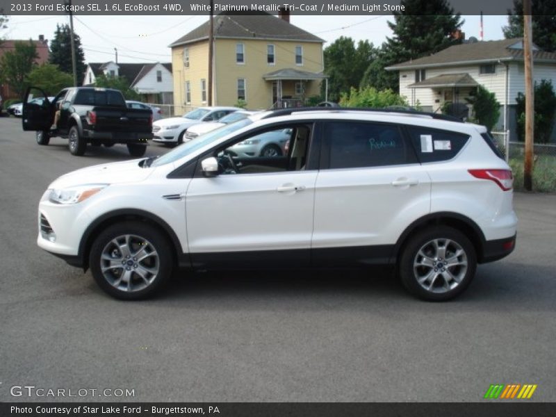 White Platinum Metallic Tri-Coat / Medium Light Stone 2013 Ford Escape SEL 1.6L EcoBoost 4WD