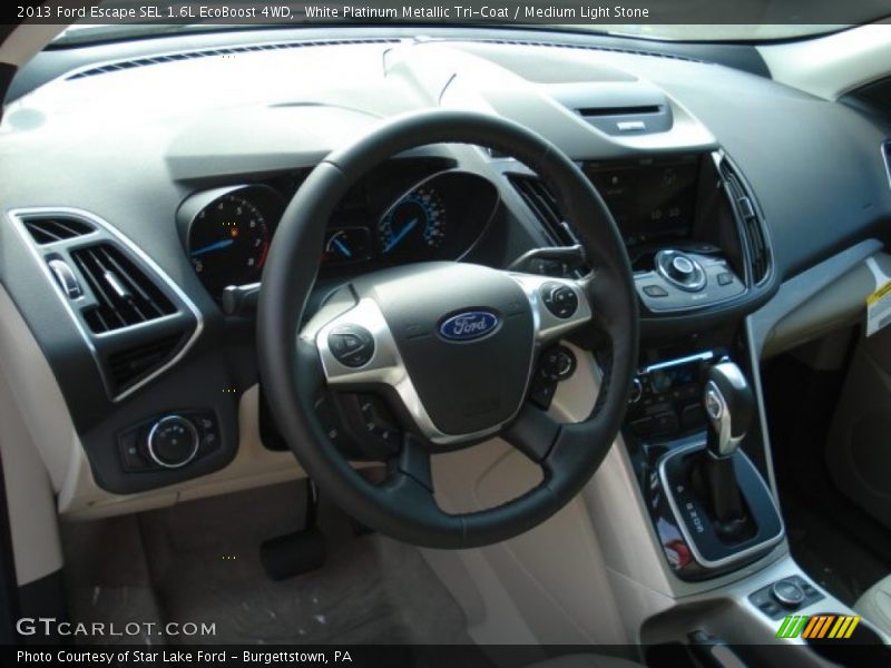White Platinum Metallic Tri-Coat / Medium Light Stone 2013 Ford Escape SEL 1.6L EcoBoost 4WD