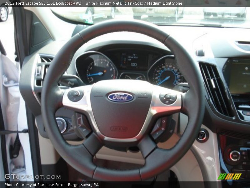 White Platinum Metallic Tri-Coat / Medium Light Stone 2013 Ford Escape SEL 1.6L EcoBoost 4WD