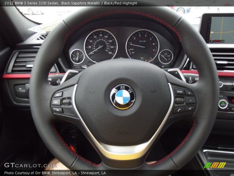 Black Sapphire Metallic / Black/Red Highlight 2012 BMW 3 Series 328i Sedan