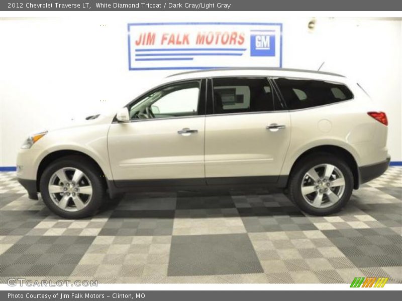 White Diamond Tricoat / Dark Gray/Light Gray 2012 Chevrolet Traverse LT