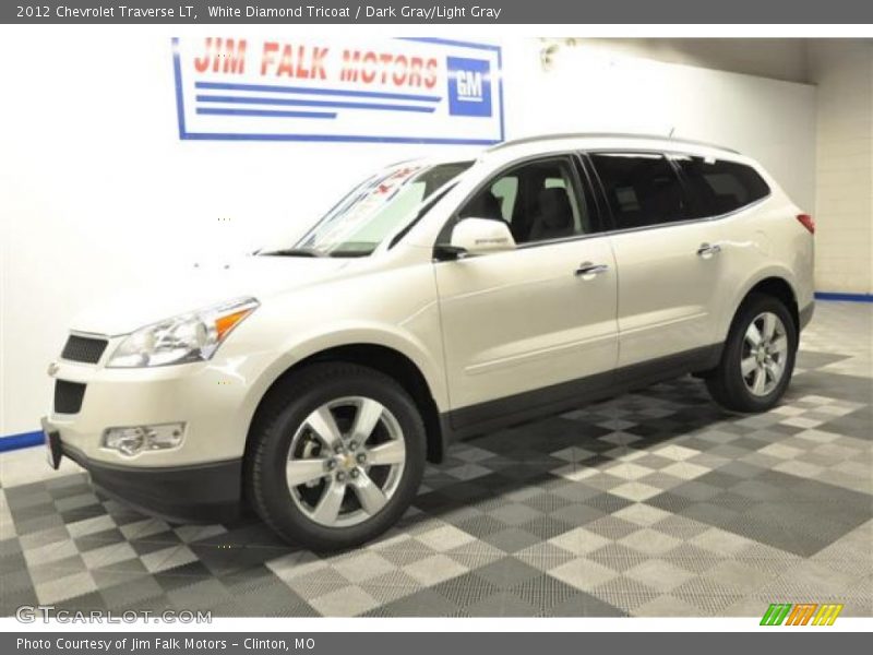 White Diamond Tricoat / Dark Gray/Light Gray 2012 Chevrolet Traverse LT